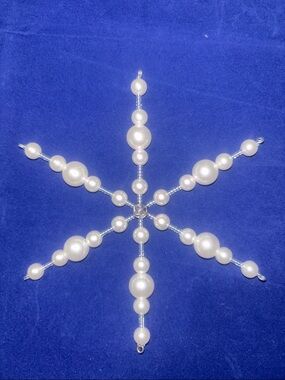 Pearl Bead Snowflake Ornament - White Holiday Decoration
